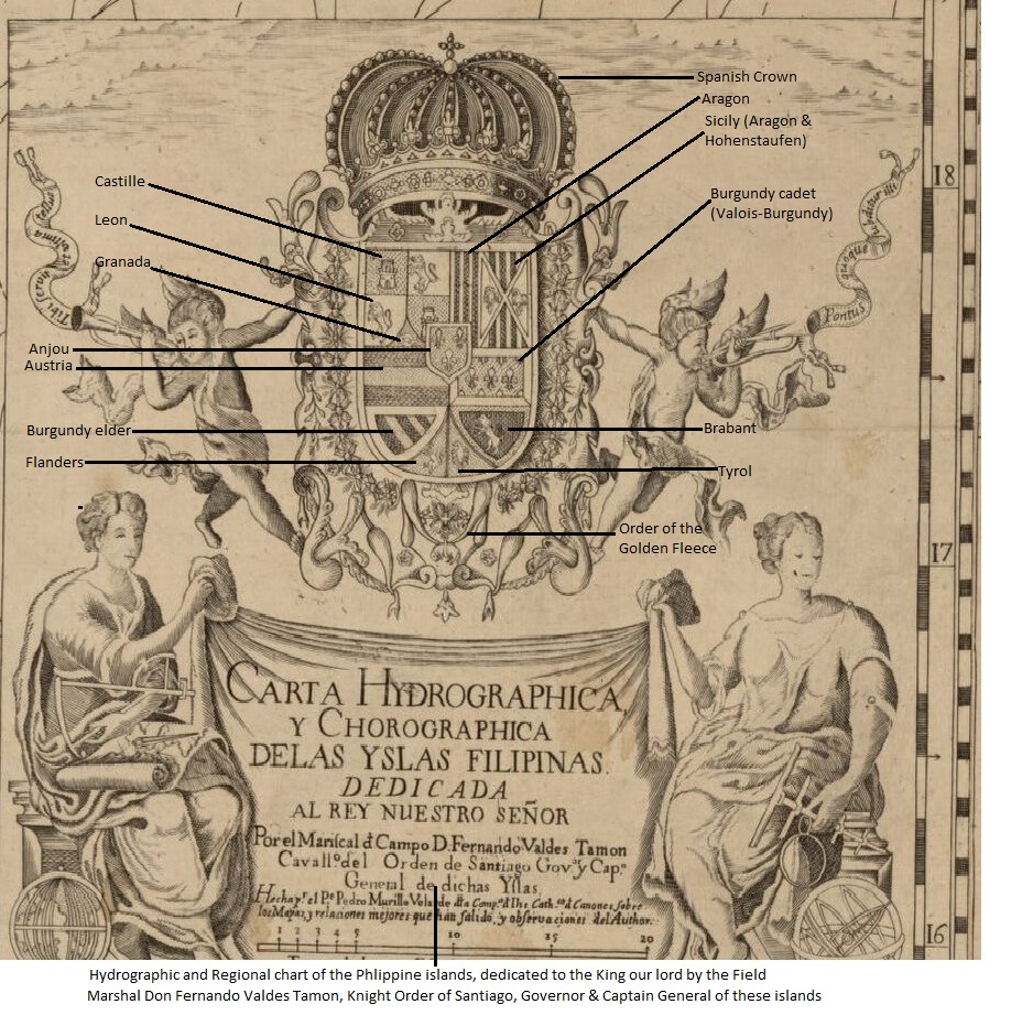 Murillo Velarde map with coat of arms annotation