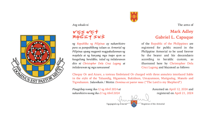 Mark Adley Gabriel L. Capaque – Philippine Armorial